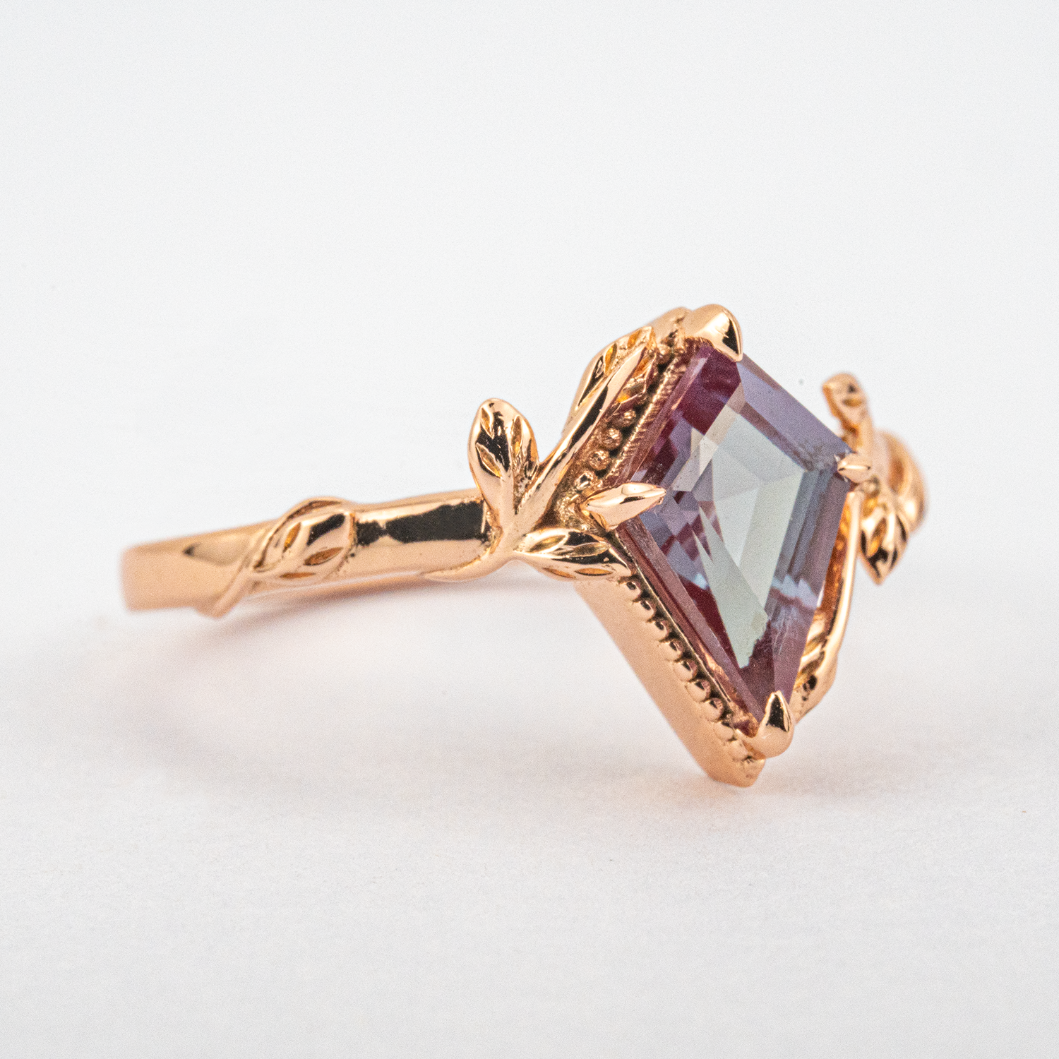 Kite Cut Alexander Engagement Leaf Ring Unique Gift.