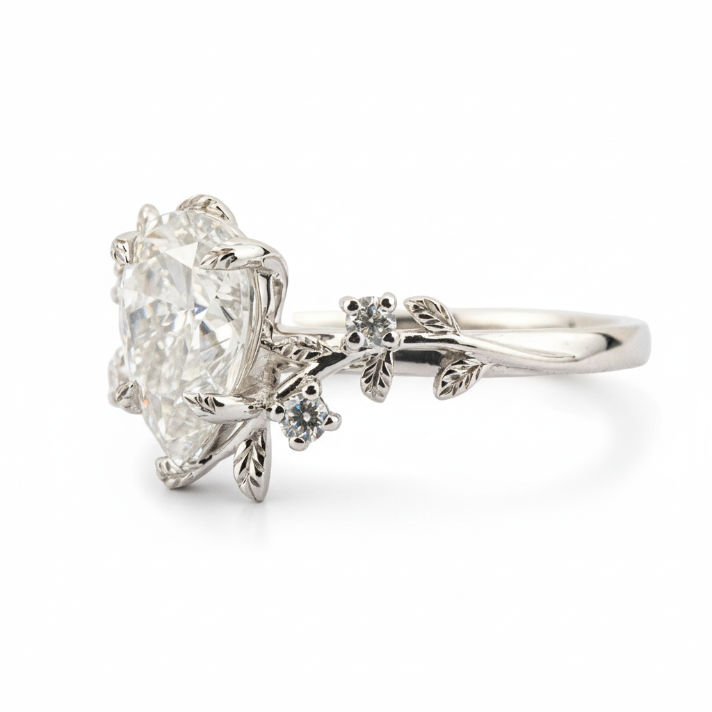 Product view of Pear Moissanite Ring in White Gold