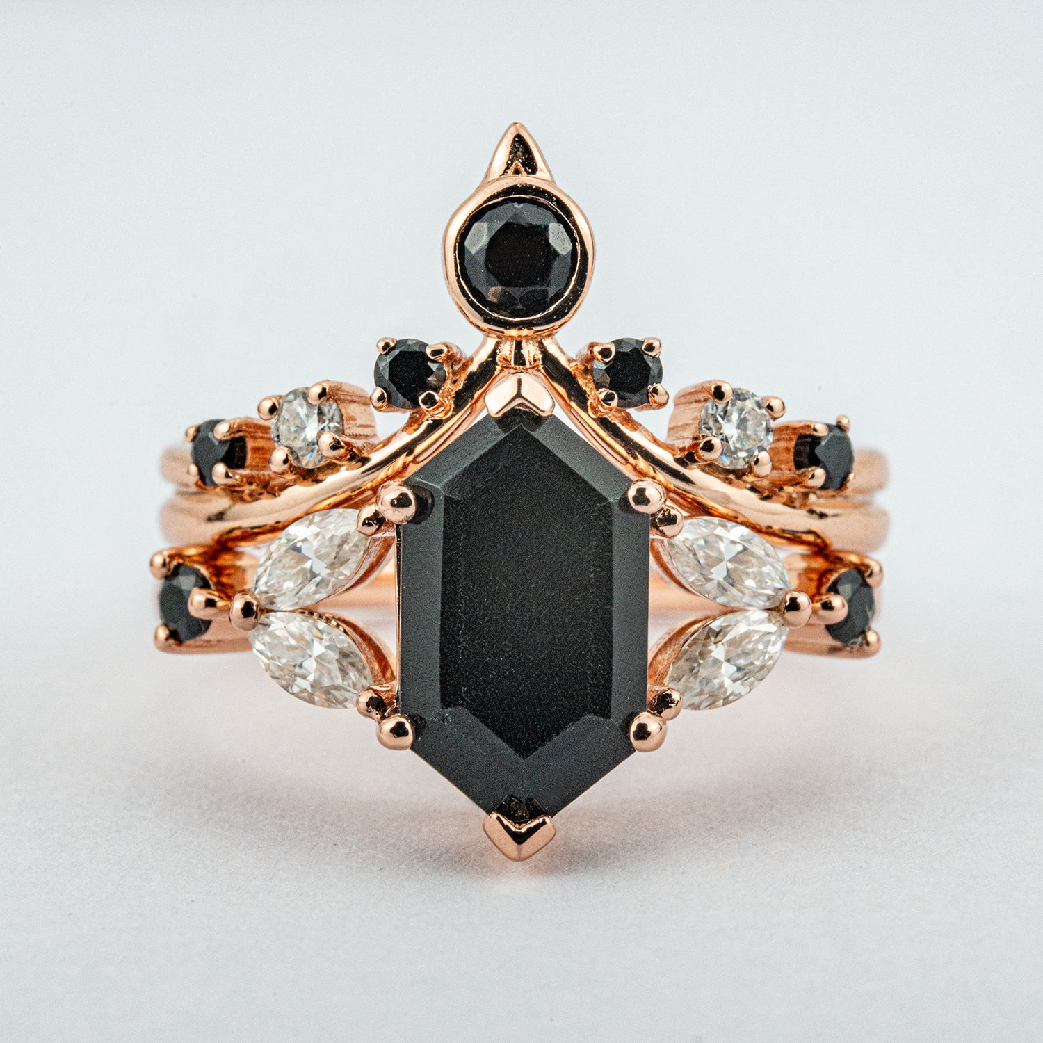 Stylish Long Hexagon Black Onyx Ring, perfect accessory for your engagement outfit