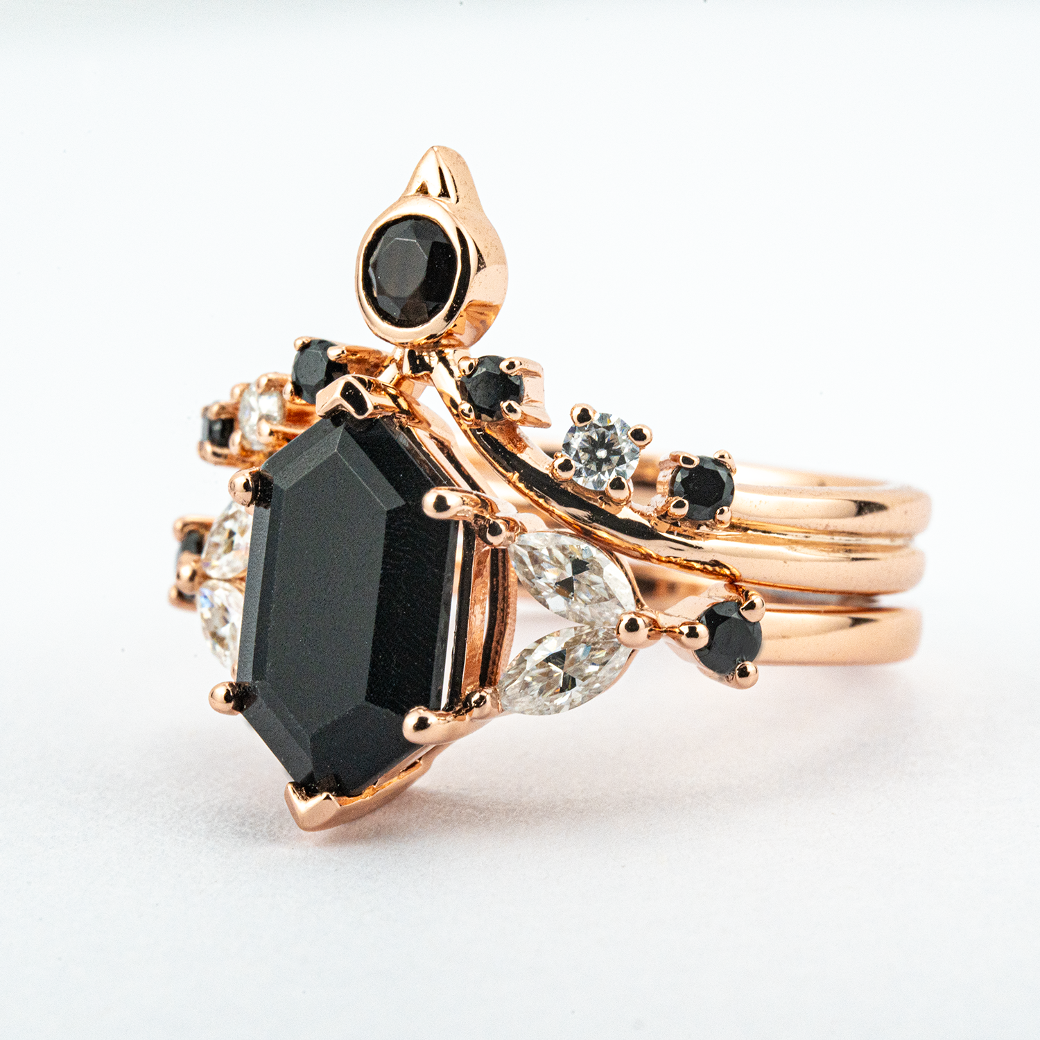 Stylish Long Hexagon Black Onyx Ring, perfect accessory for your engagement outfit