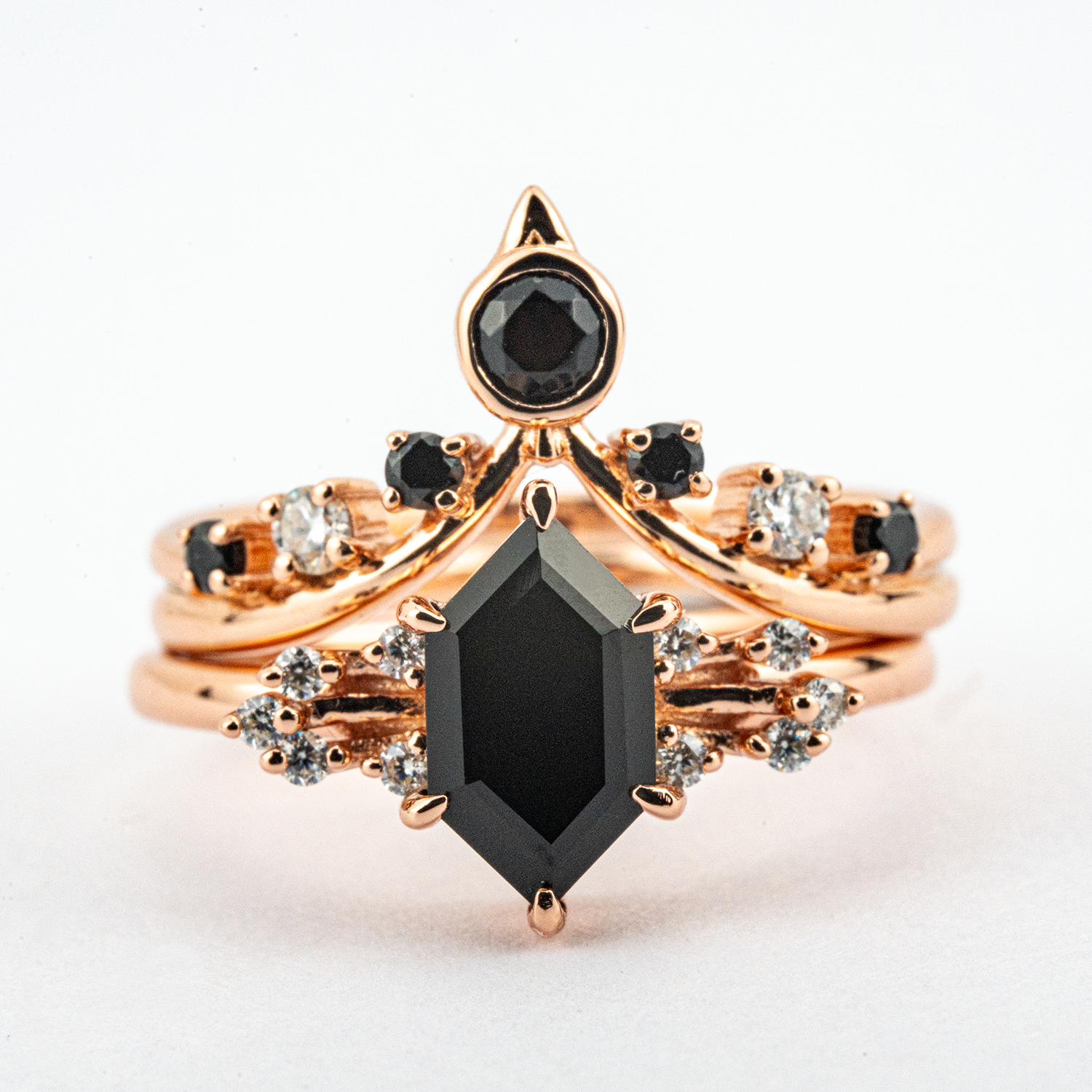 Black Onyx Ring - Luxurious Long Hexagon Set