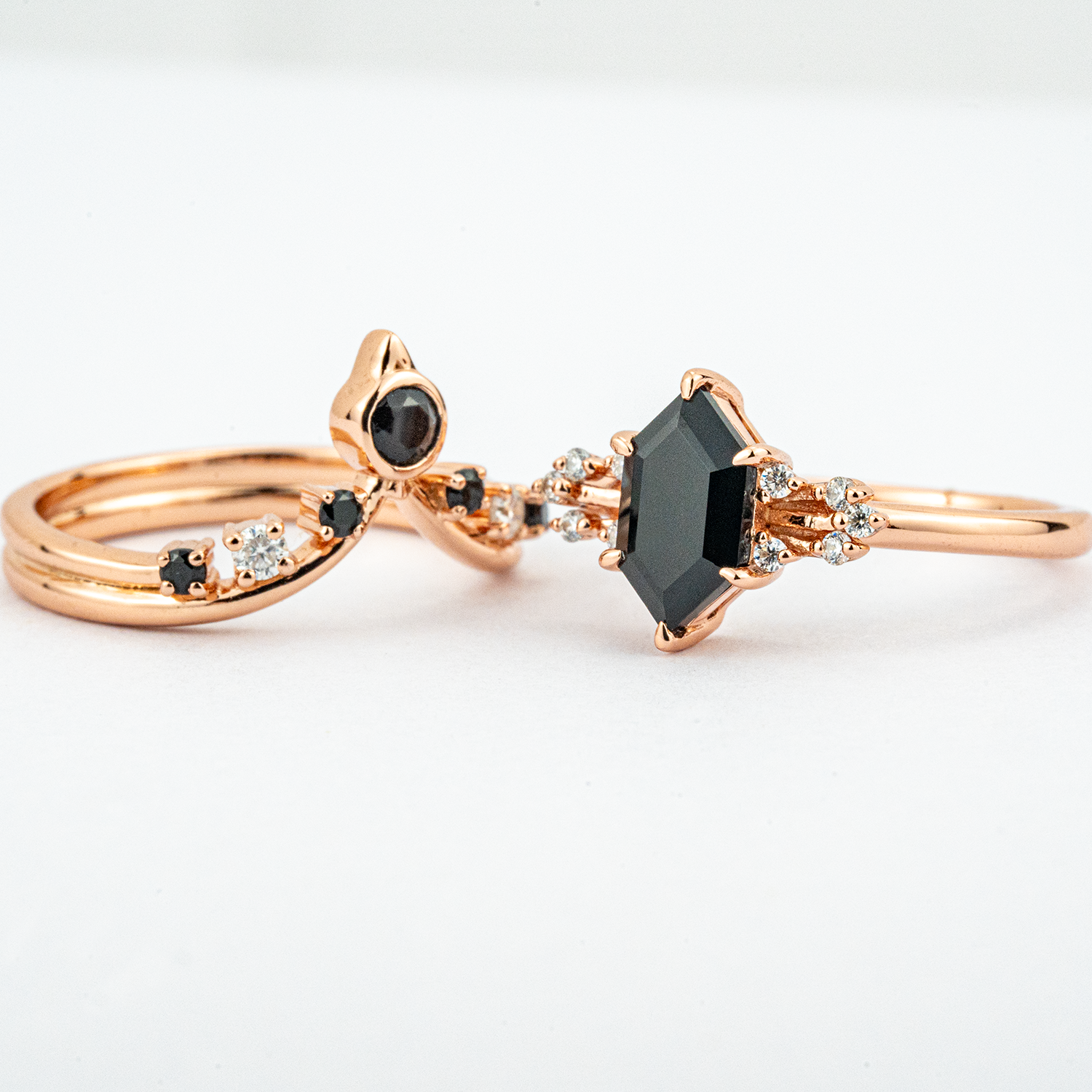 Black Onyx Ring - Luxurious Long Hexagon Set