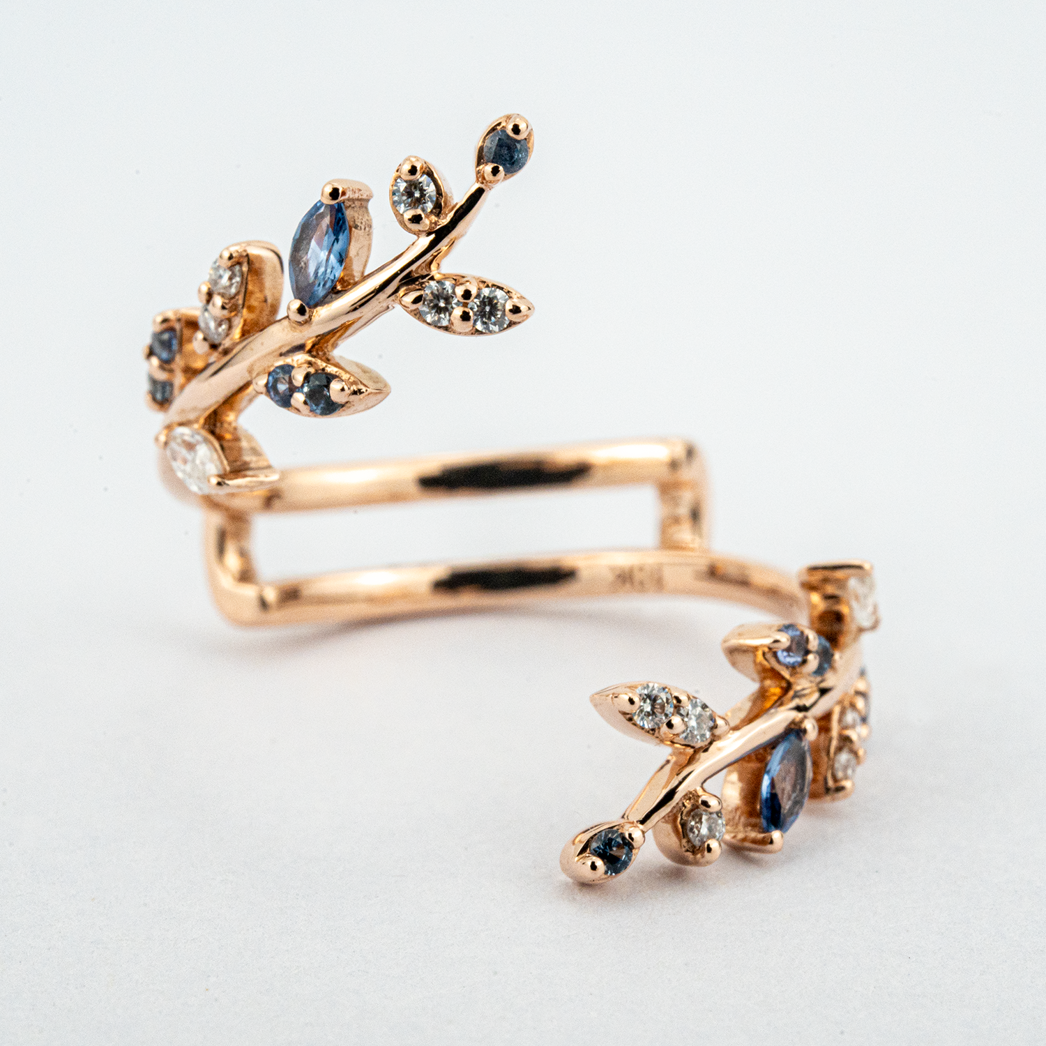 Stylish Hexagon Amethyst and Leaf Ring Set - Handcrafted craftsmanship, unique wedding set option