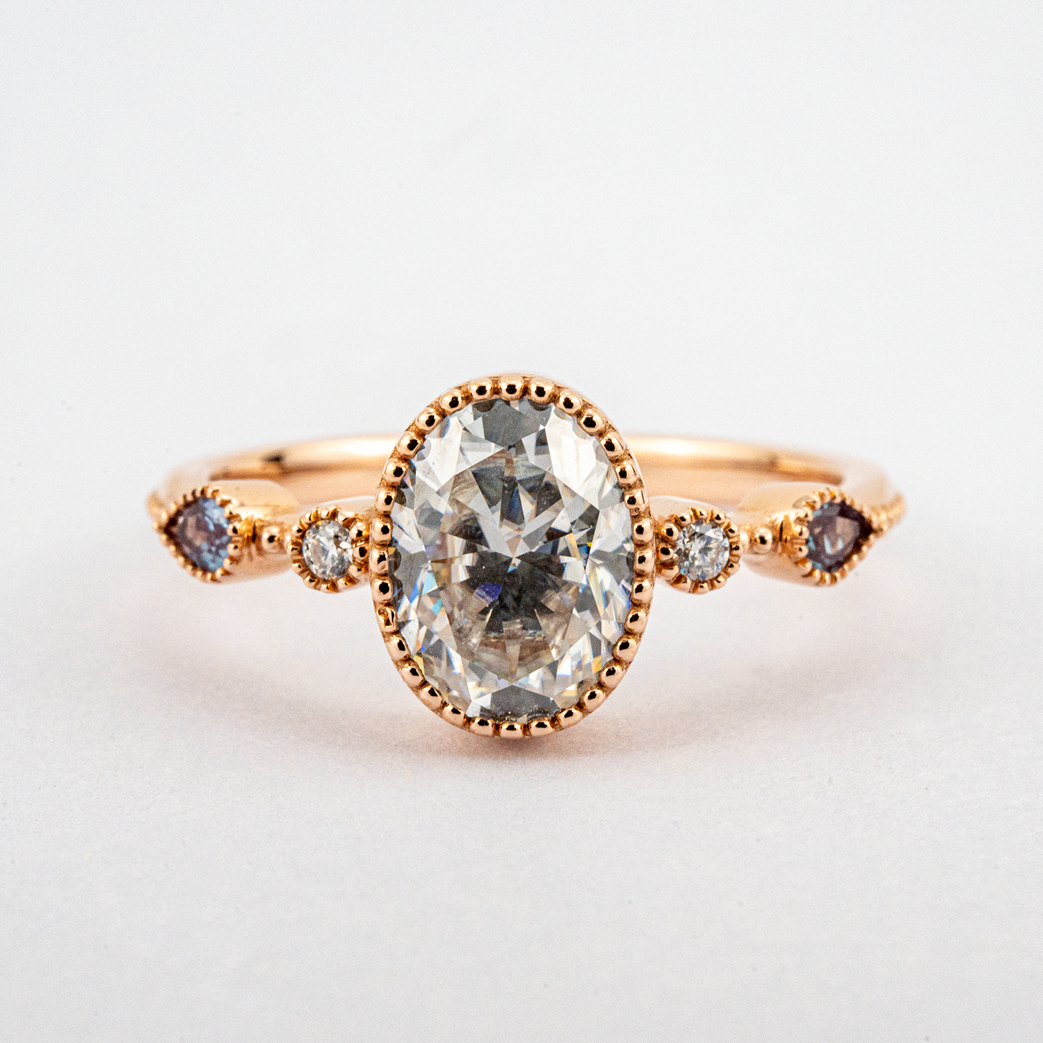 Classic Oval Cut Moissanite Engagement Rose Gold Ring.