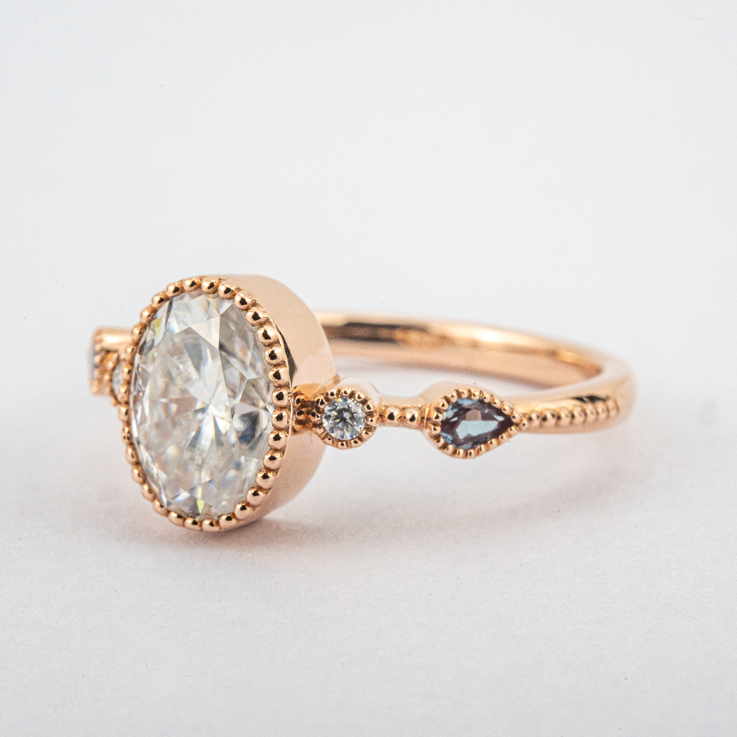 Classic Oval Cut Moissanite Engagement Rose Gold Ring.