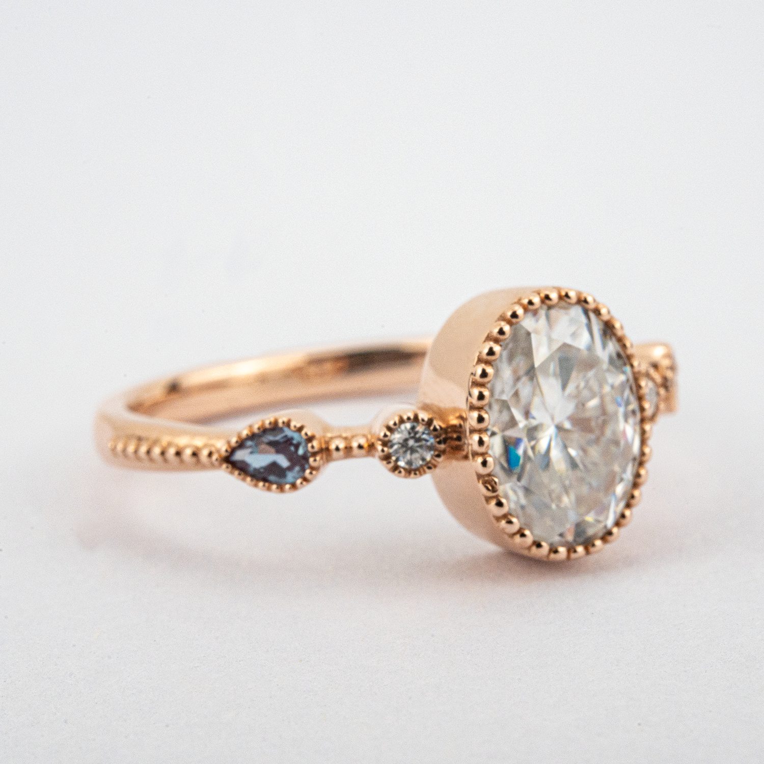 Classic Oval Cut Moissanite Engagement Rose Gold Ring.