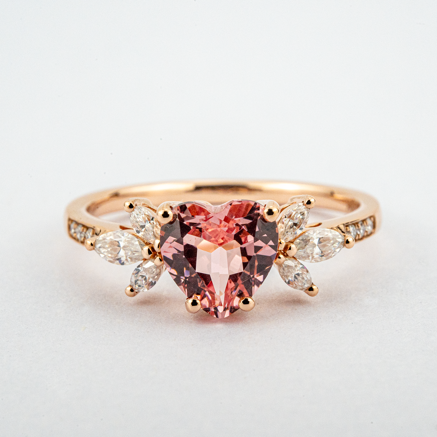 Exquisite Padparadscha Butterfly Moissanite Engagement Ring