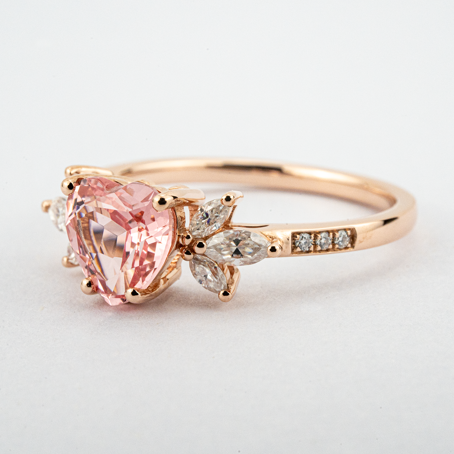Exquisite Padparadscha Butterfly Moissanite Engagement Ring