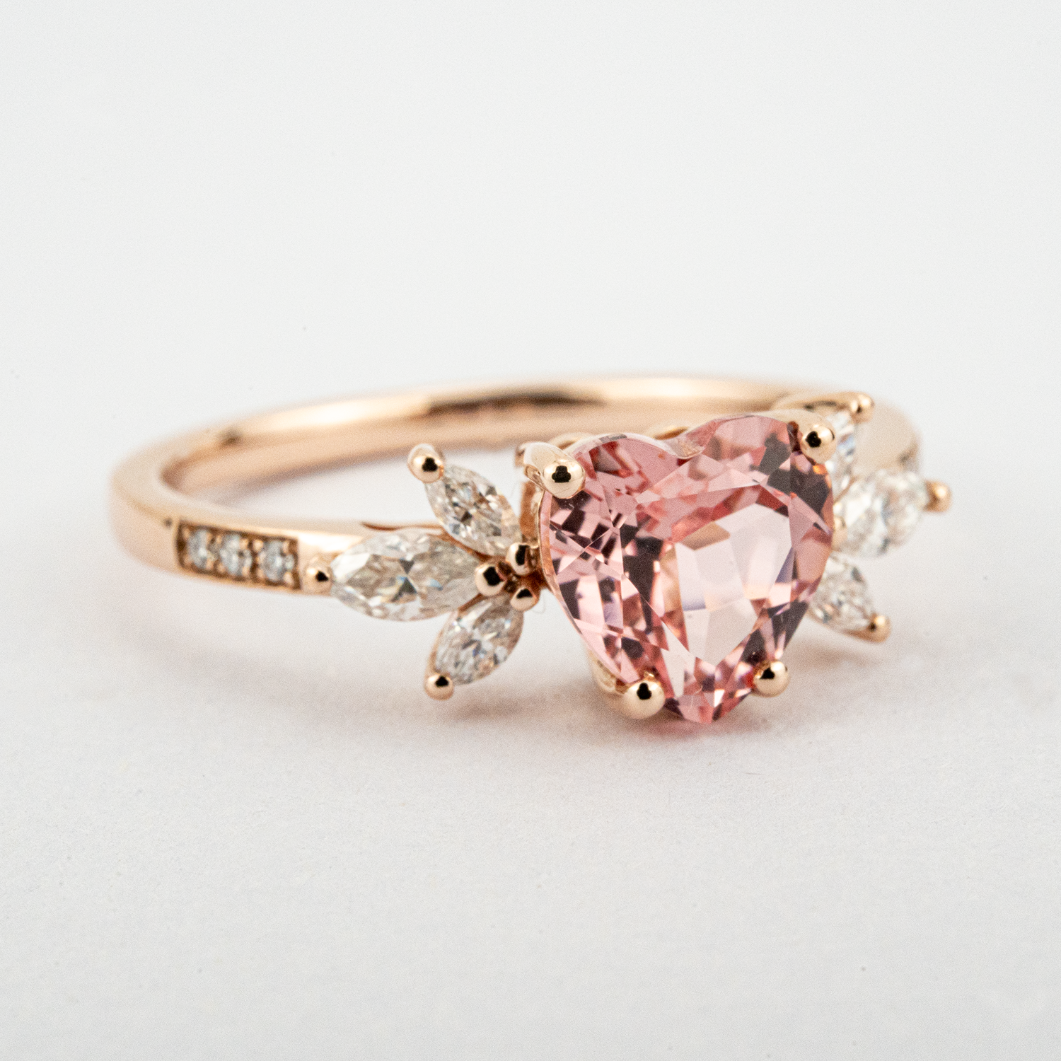 Exquisite Padparadscha Butterfly Moissanite Engagement Ring