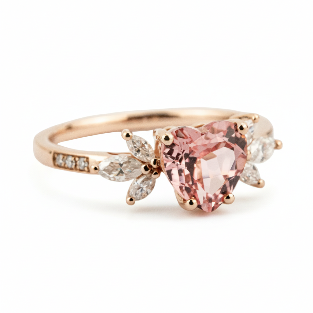 Lifestyle view of Padparadscha Sapphire Ring in Gold