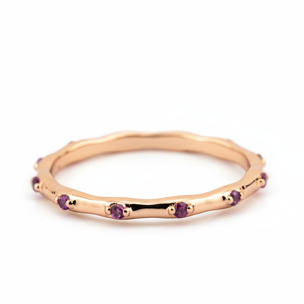 Product view of Amethyst Couple Ring Set in Gold
