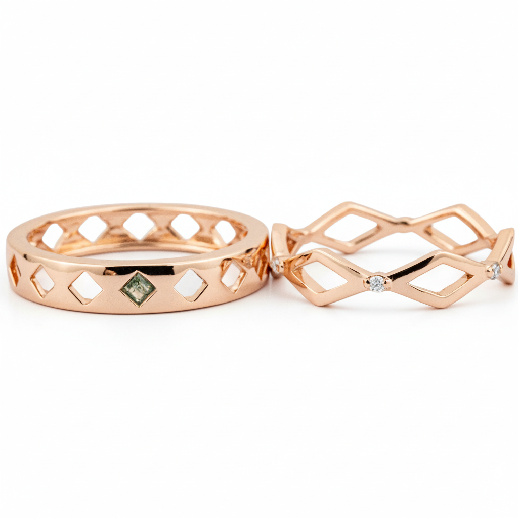 Product view of Moissanite Couple Ring Set in Gold