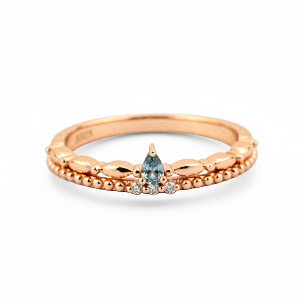 Product view of Moss Agate Couple Ring Set in Gold
