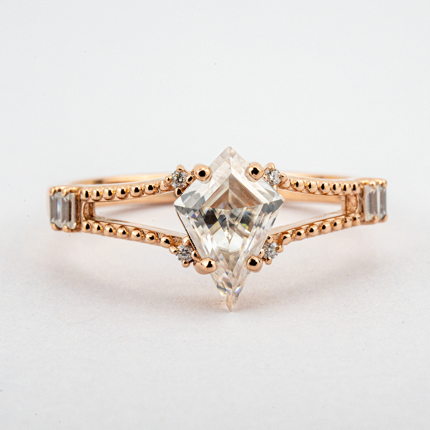 1 Carat Kite Moissanite Engagement Ring Unique Ring Handmade Jewelry Rings