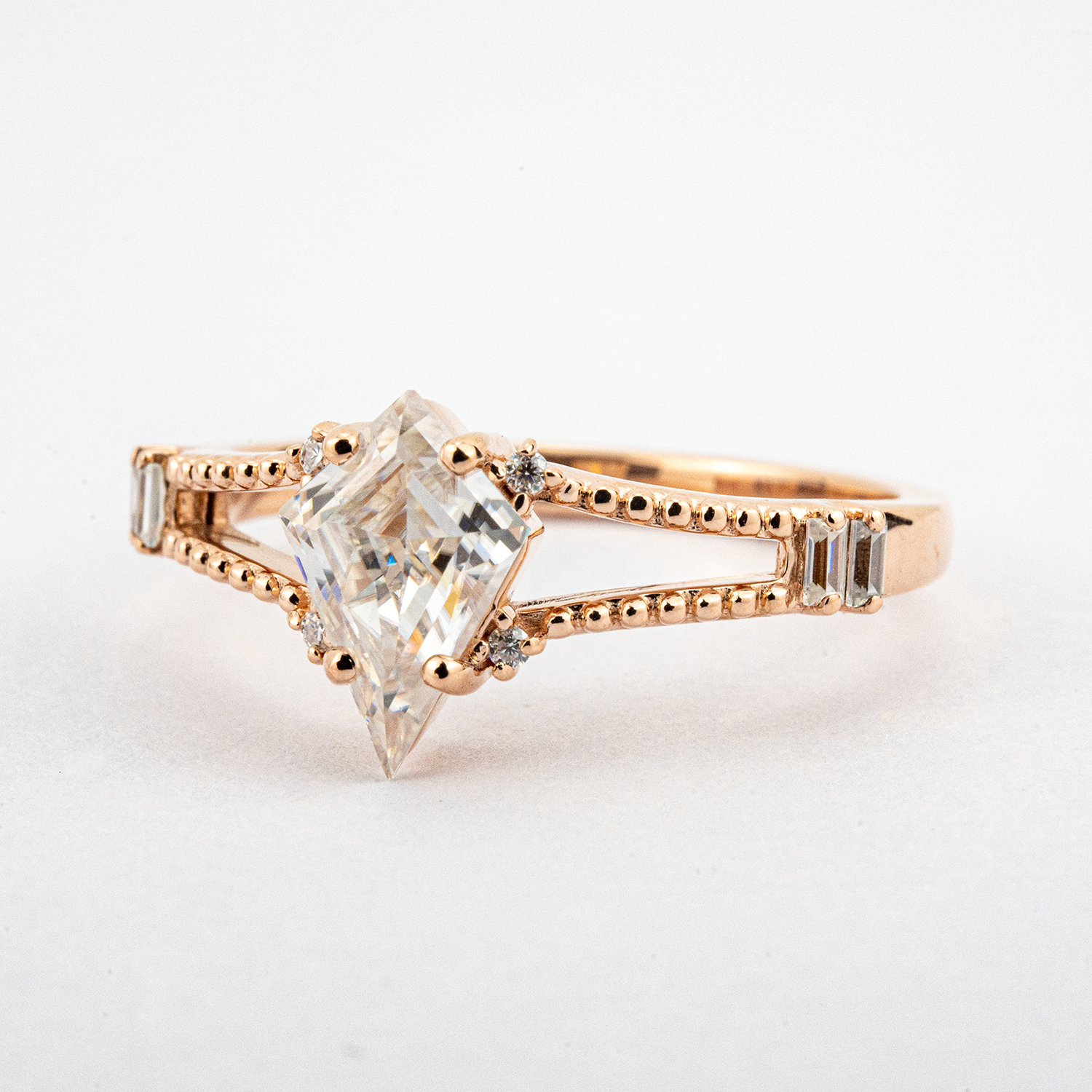 1 Carat Kite Moissanite Engagement Ring Unique Ring Handmade Jewelry Rings