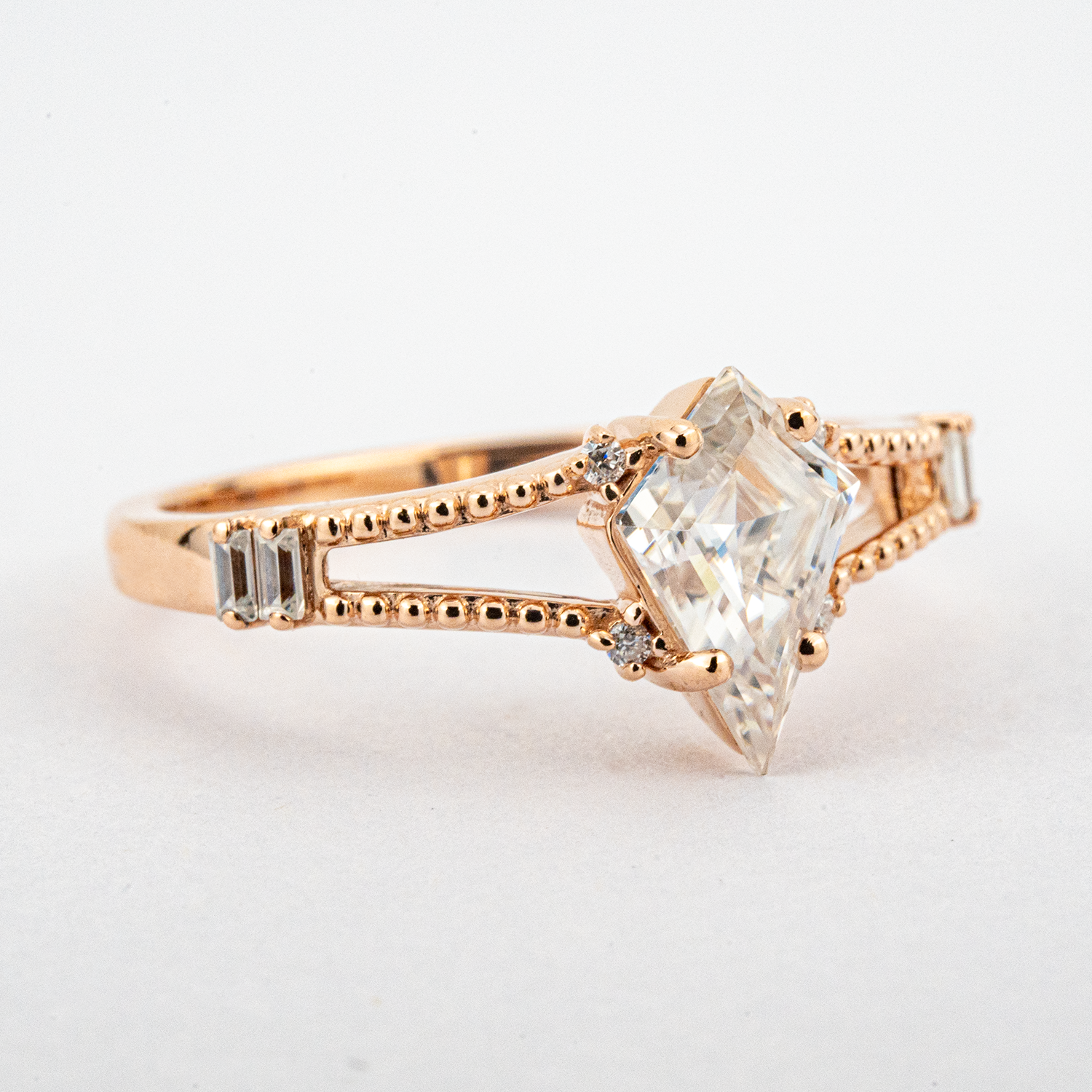 1 Carat Kite Moissanite Engagement Ring Unique Ring Handmade Jewelry Rings