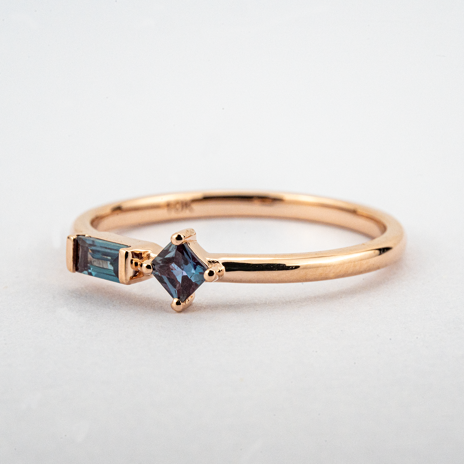 Minimalist Alexandrite Dainty Engagement Ring Double Stone Engagement Ring