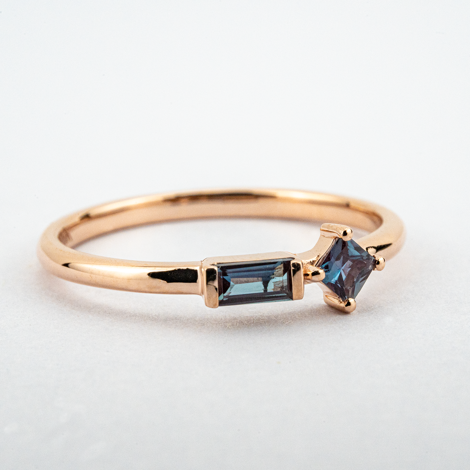 Minimalist Alexandrite Dainty Engagement Ring Double Stone Engagement Ring