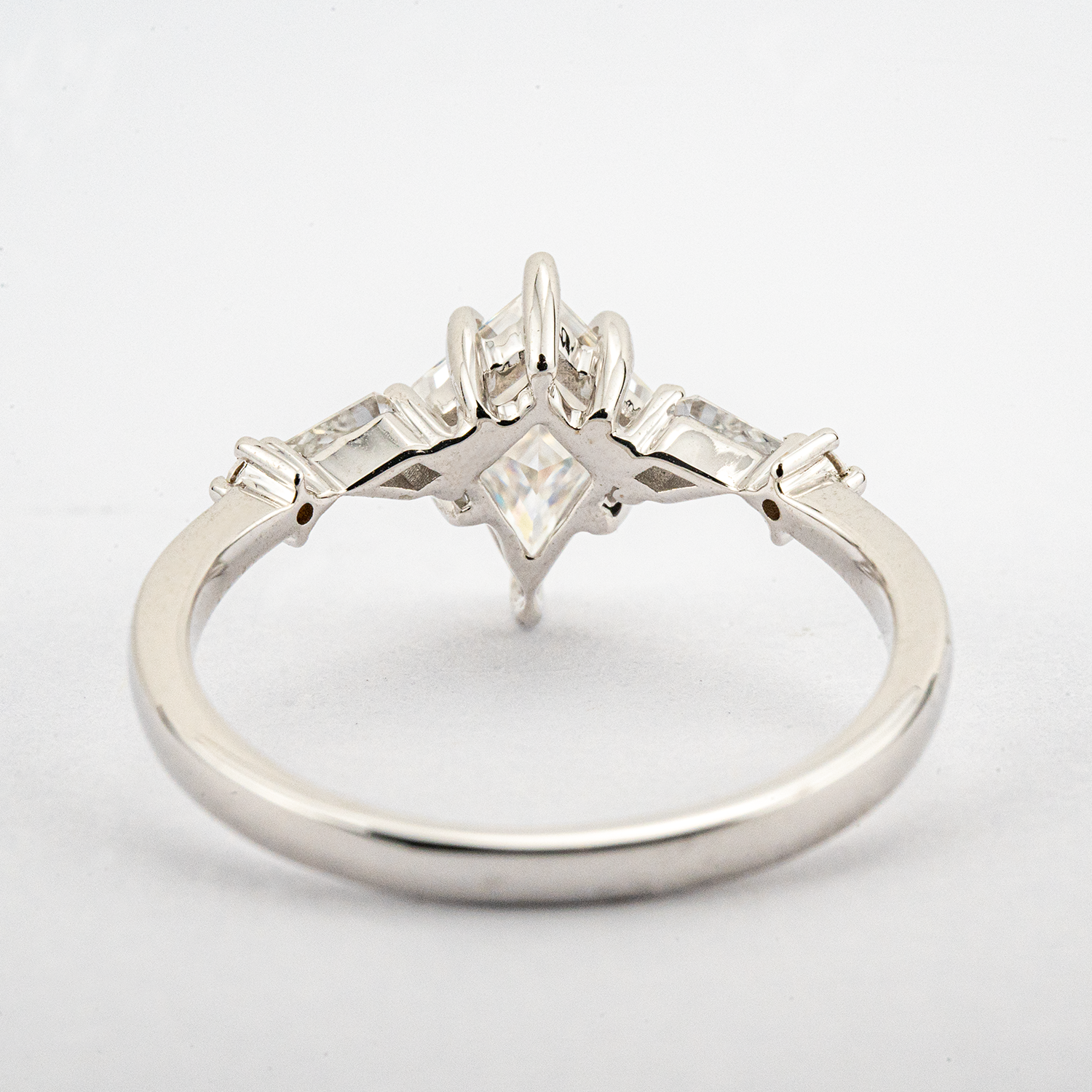 Luxurious White Gold Kite Moissanite Promise Ring for Engagement - Designer Jewelry