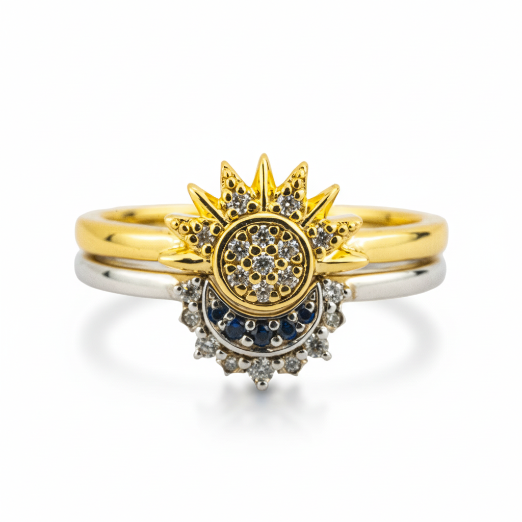Front view of Moissanite Ring Set in Gold