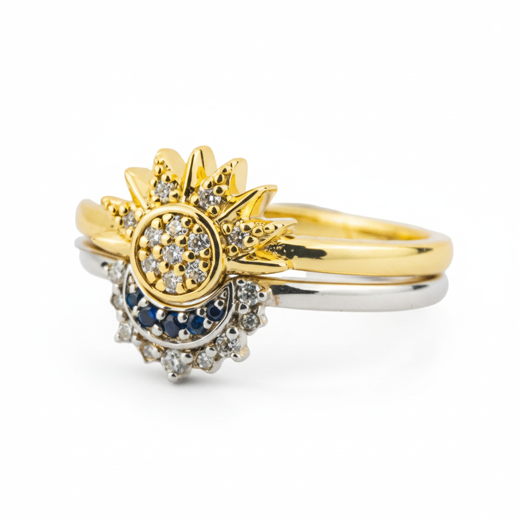Product view of Moissanite Ring Set in Gold