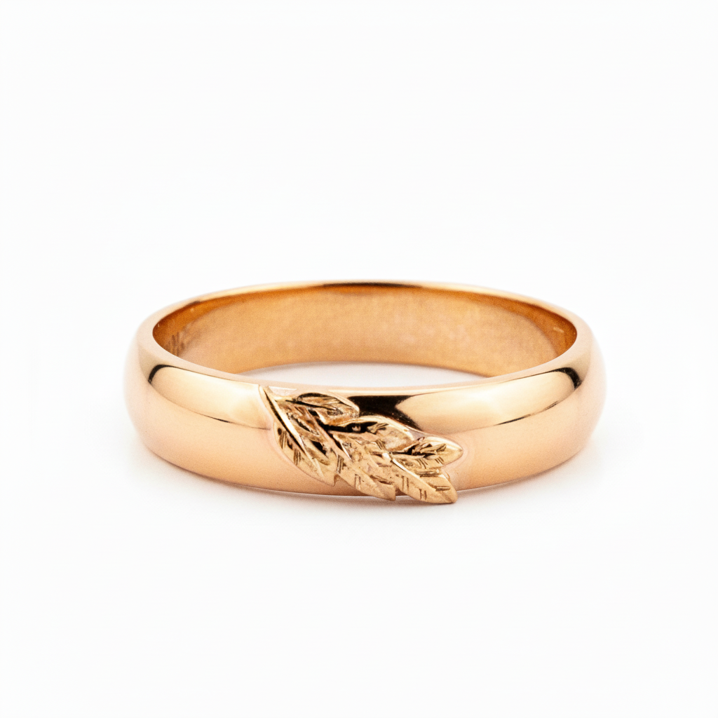 Front view of Nature-Inspired Wedding Band in Gold