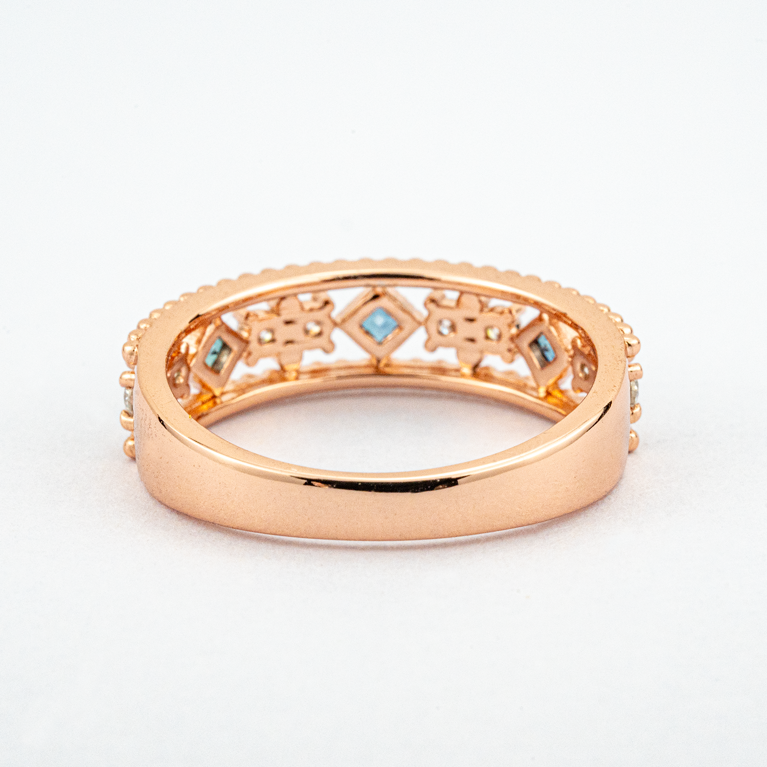 Lab Alexandrite and Moissanite Gold Engagement Band.