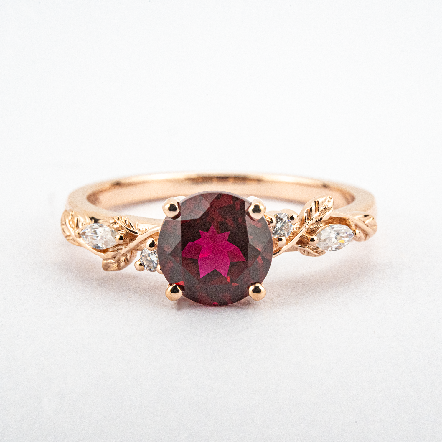 Exquisite round ruby ring in luxurious rose gold setting