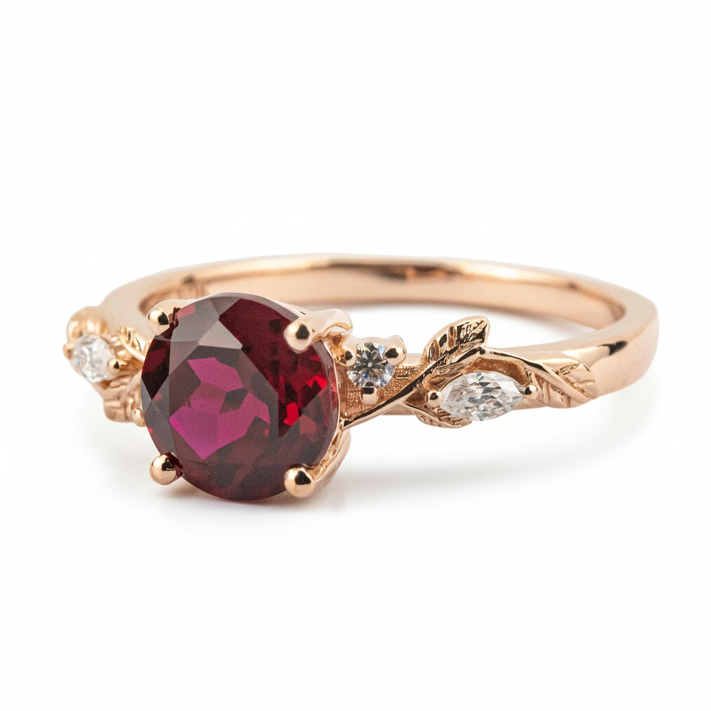 Product view of Round Ruby Men's Ring in Gold