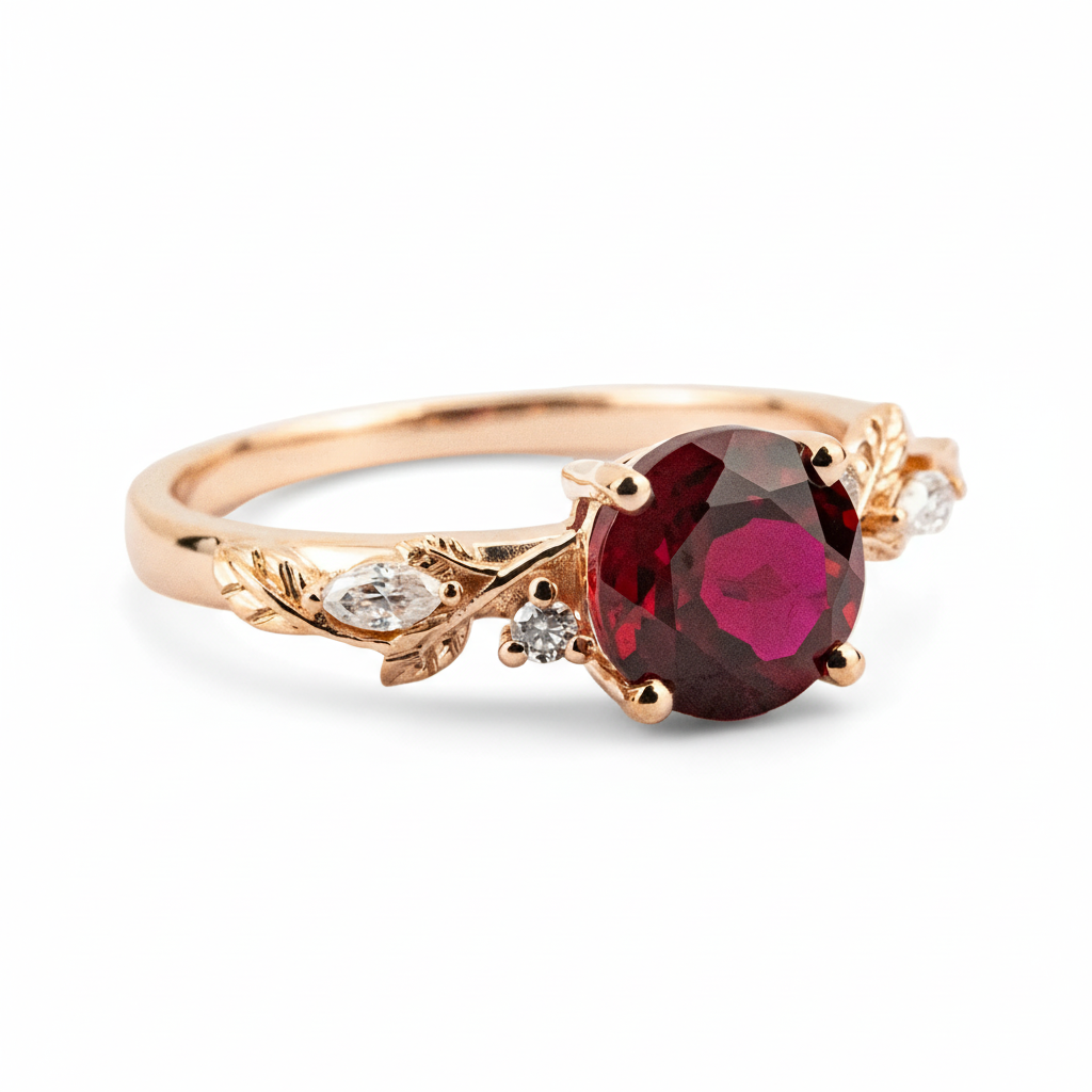 Product view of Round Ruby Men's Ring in Gold