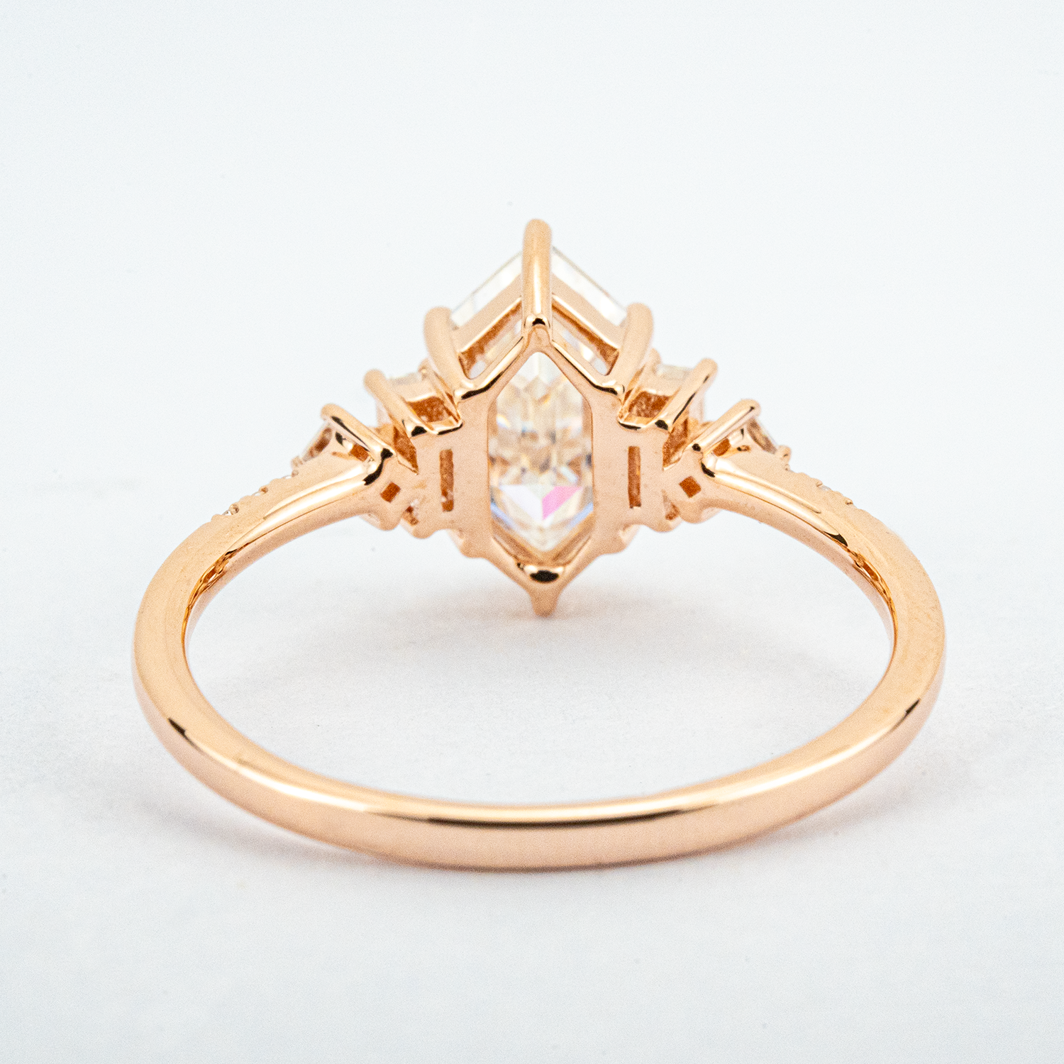 Long Hexagonal Moissanite Engagement Ring - Exquisite Diamond Alternative Jewelry