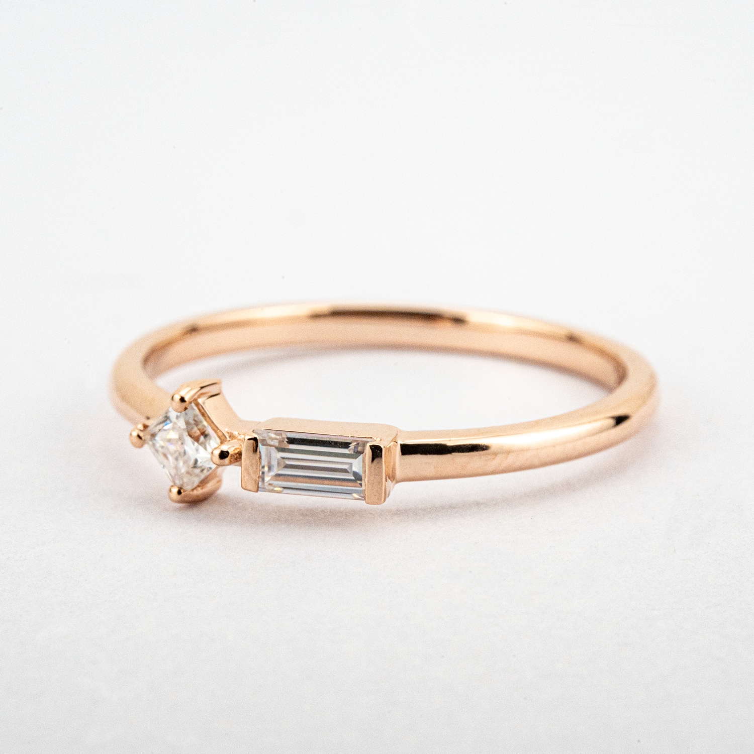 Minimalist Moissanite Dainty Engagement Ring Double Stone Engagement Ring