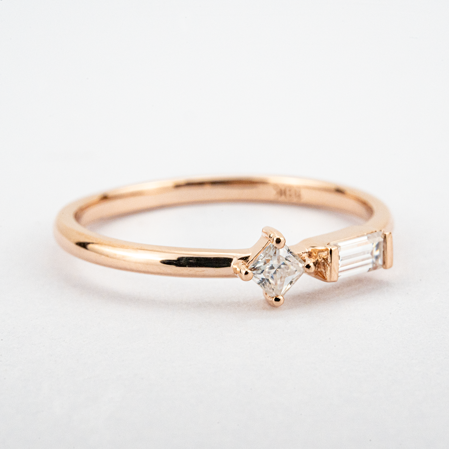 Minimalist Moissanite Dainty Engagement Ring Double Stone Engagement Ring