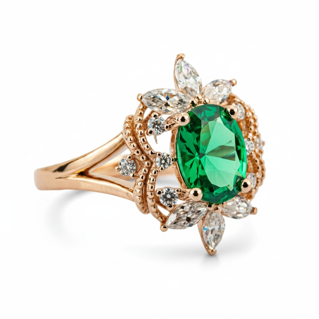 Product view of Oval Moissanite Engagement Ring in Gold