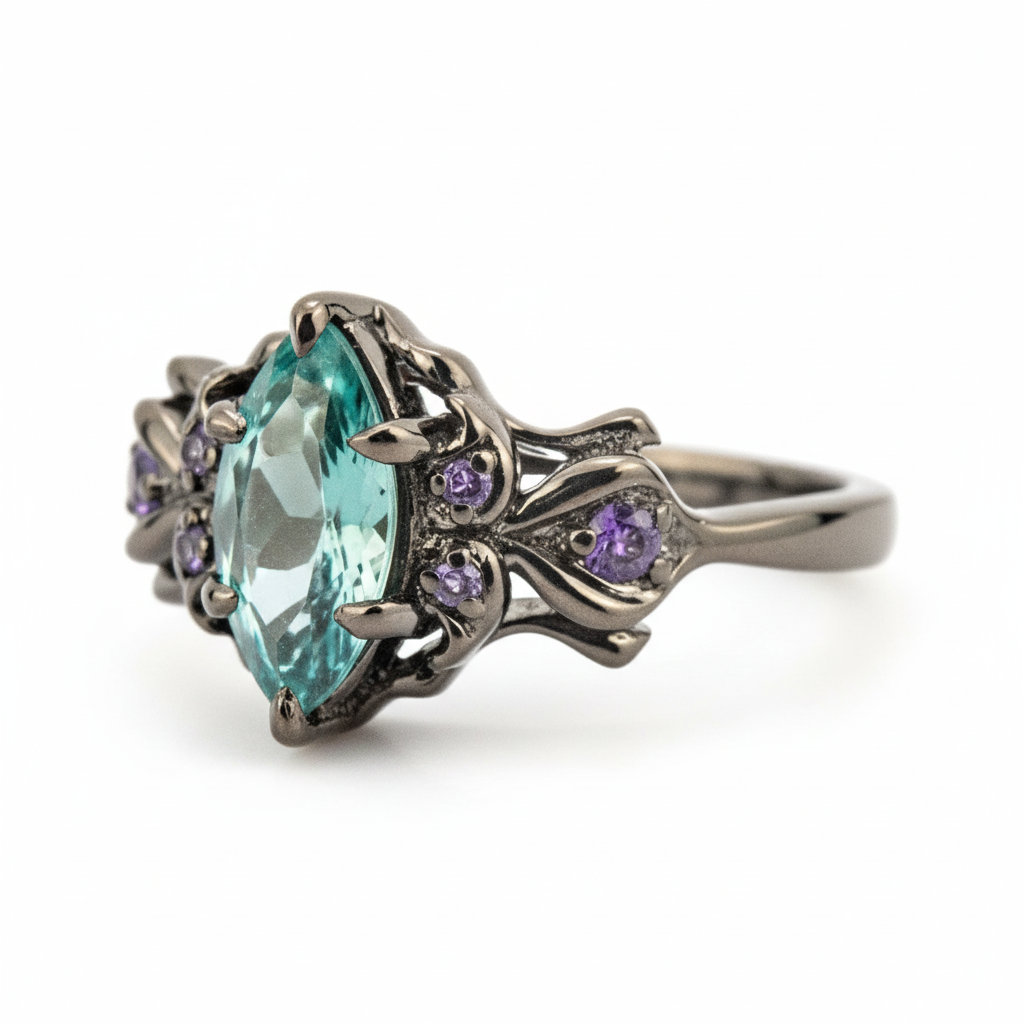 Product view of Marquise Alexandrite Engagement Ring in Black Gold