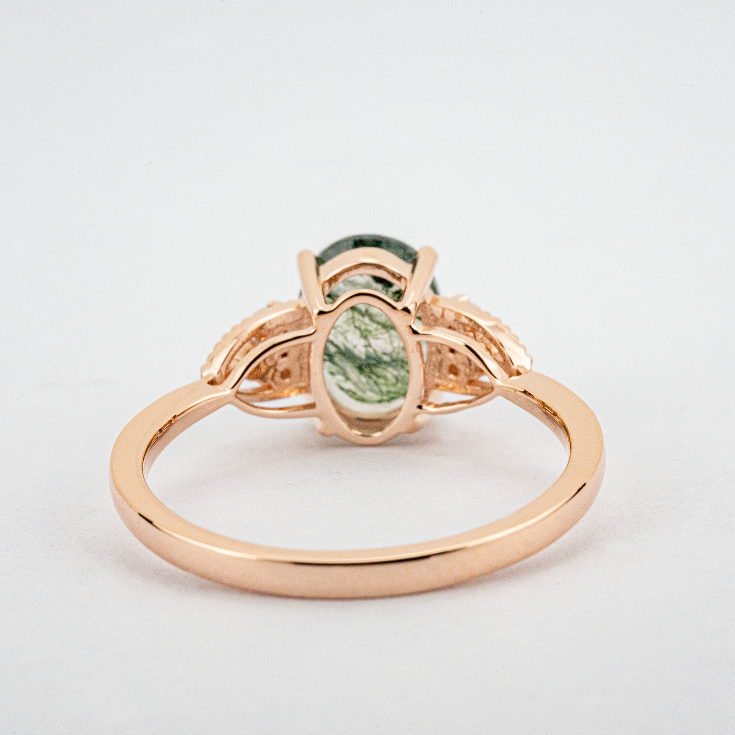 Oval Moss Agate Delicate Engagement Ring Classic Ring Moss Agate Wedding Ring