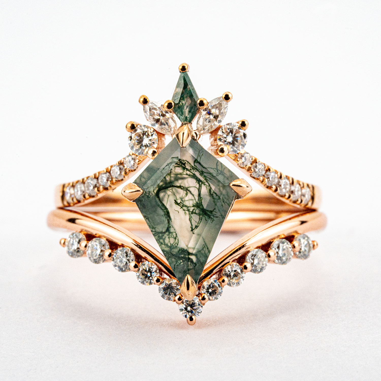 Kite Moss Agate Rose Gold Ring - Nature Inspired Gemstone Jewelry