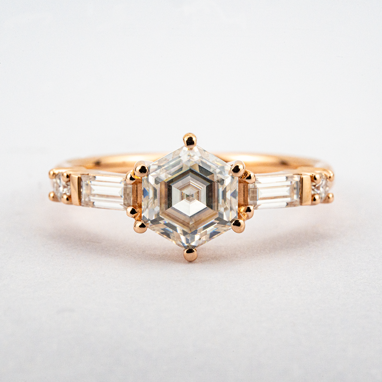 1 Carat Hexagonal Moissanite Promise Statement Ring Diamond Engagement Ring