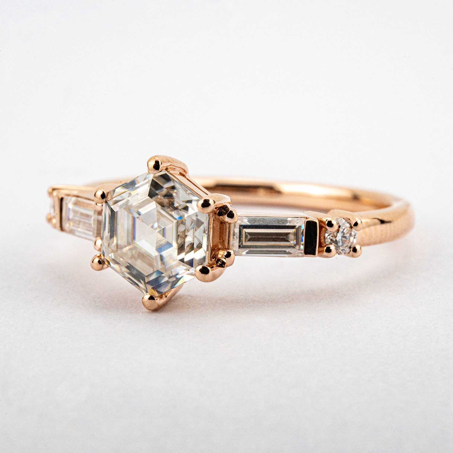 1 Carat Hexagonal Moissanite Promise Statement Ring Diamond Engagement Ring