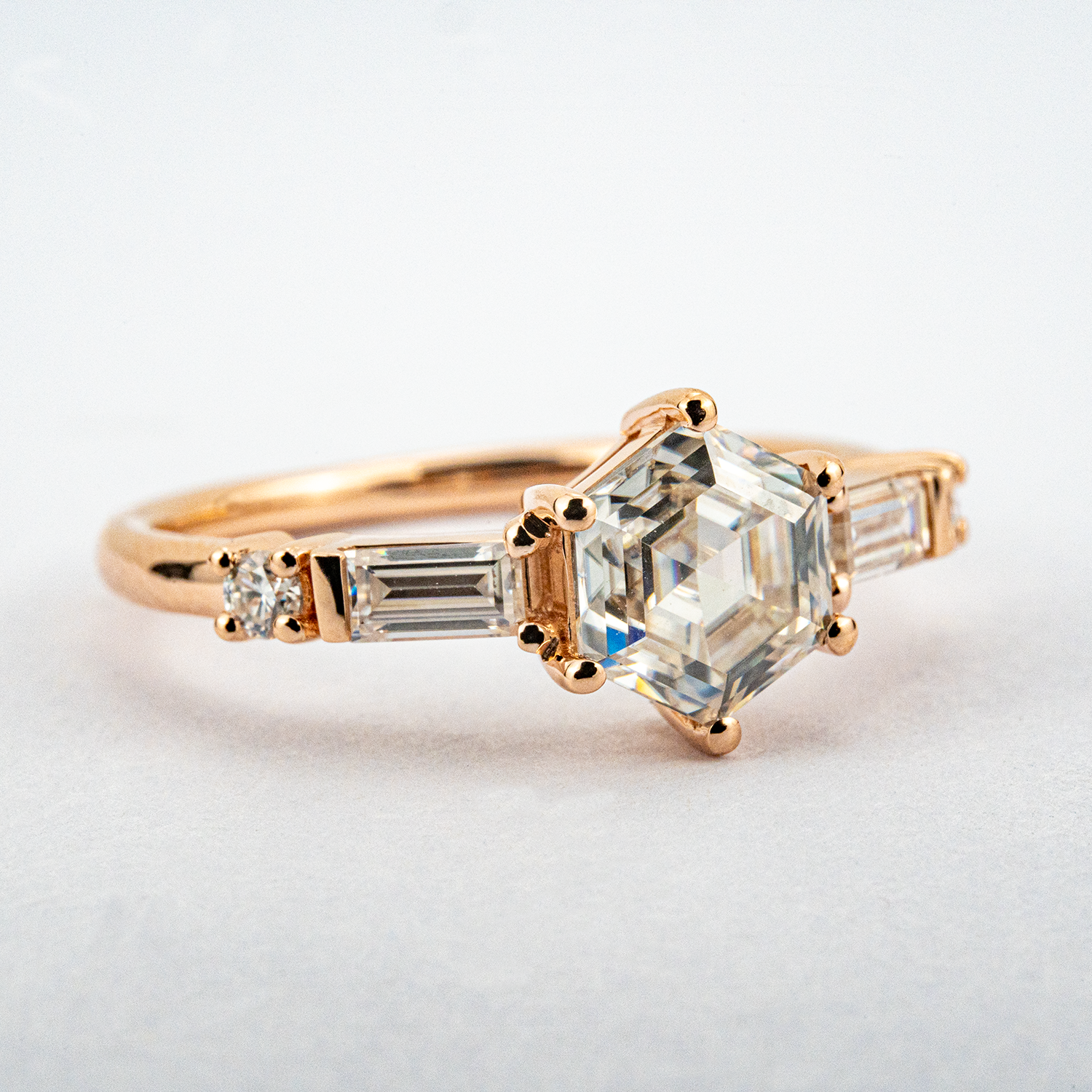 1 Carat Hexagonal Moissanite Promise Statement Ring Diamond Engagement Ring
