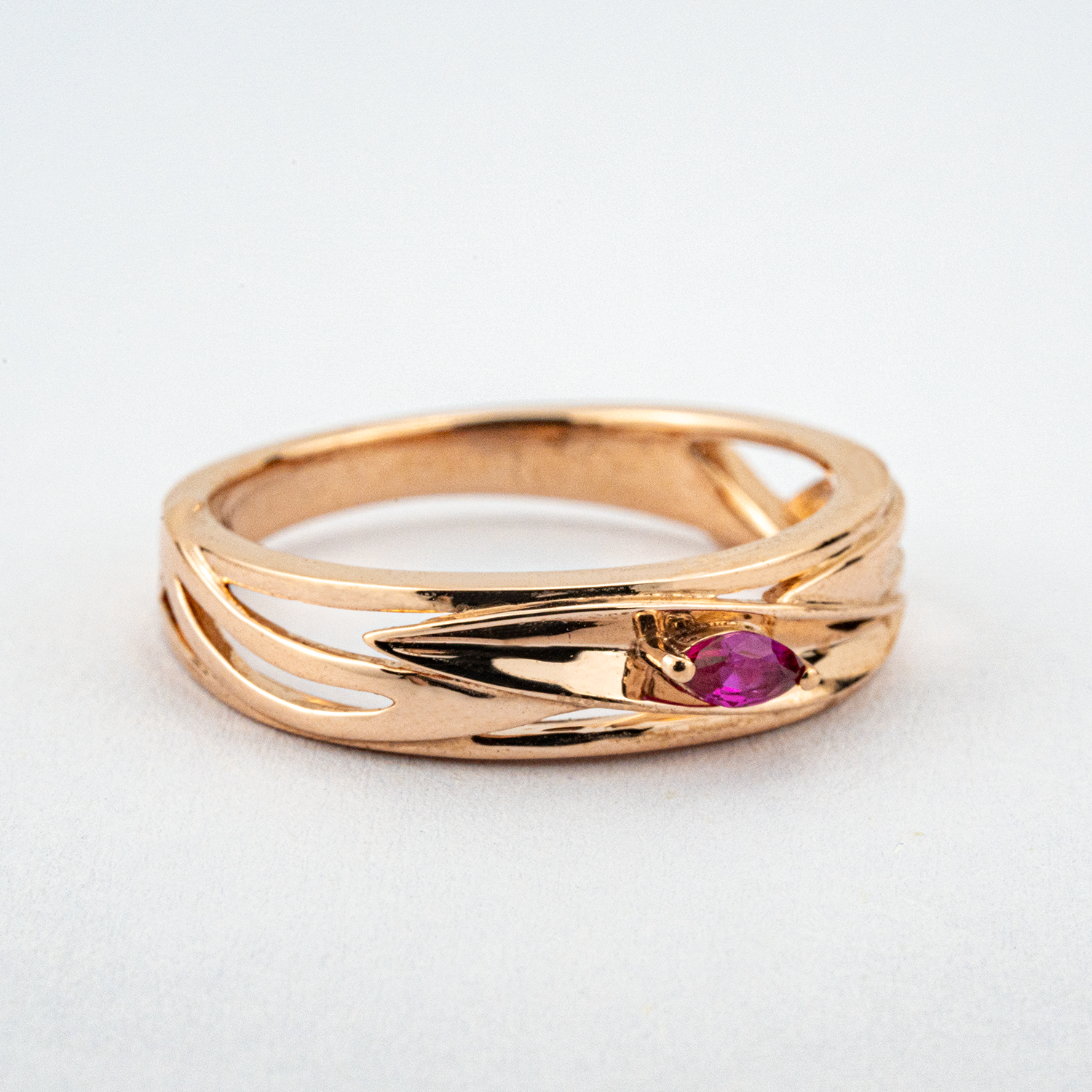 Handcrafted simplicity: Ruby band exemplifying minimalist design