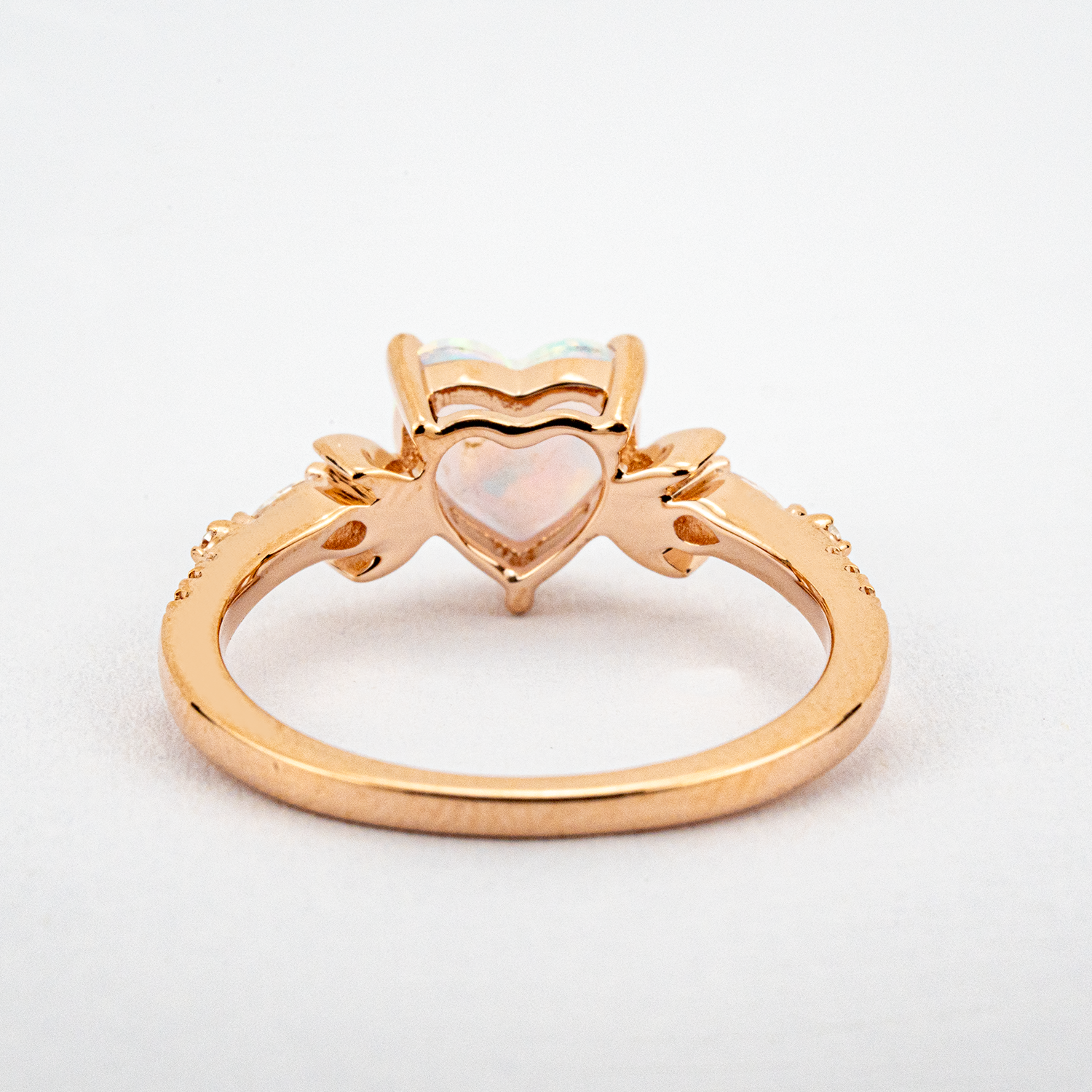 Heart Lab Opal and Moissanite Ring Opal Enagegment Ring Unique Ring