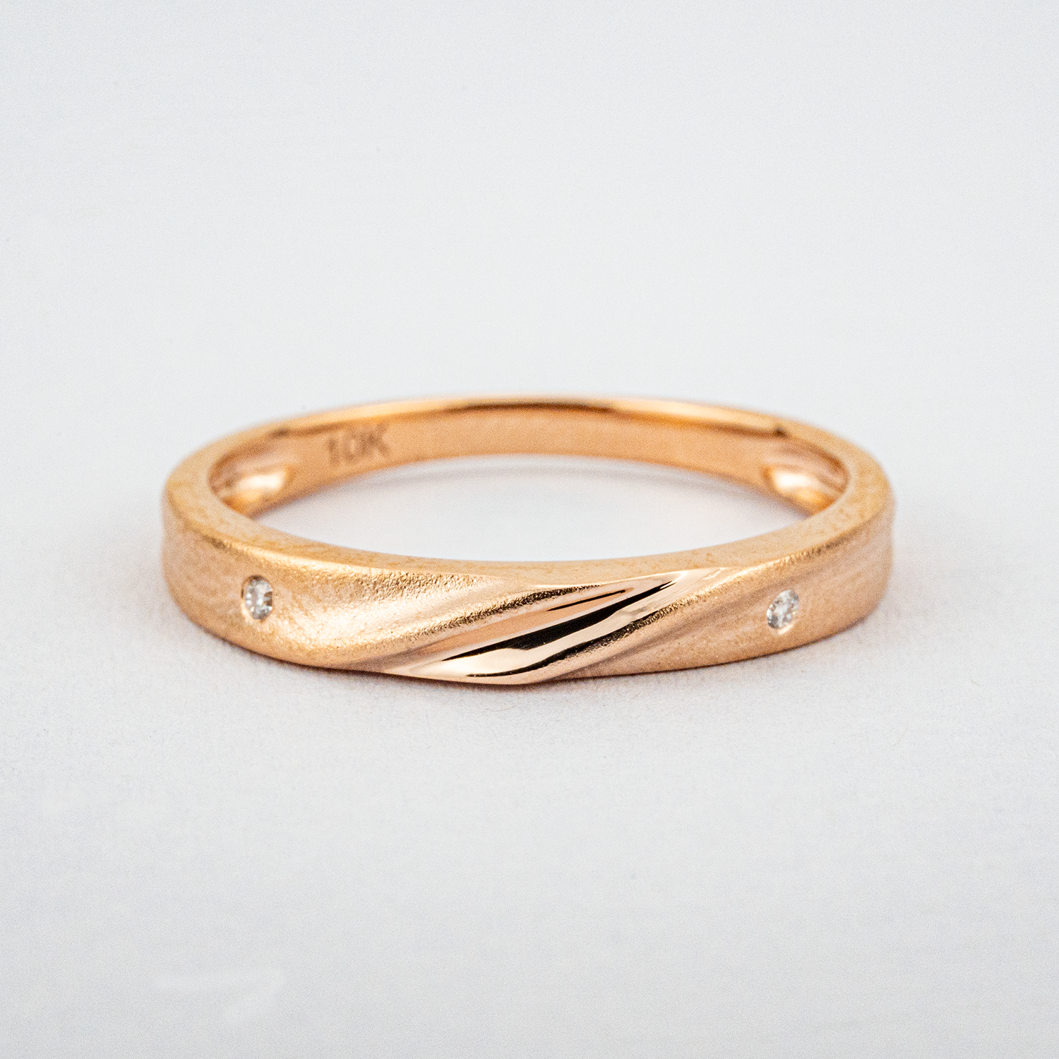 Minimalist Moissanite Rose Gold Engagement Band Diamond Engagement Band