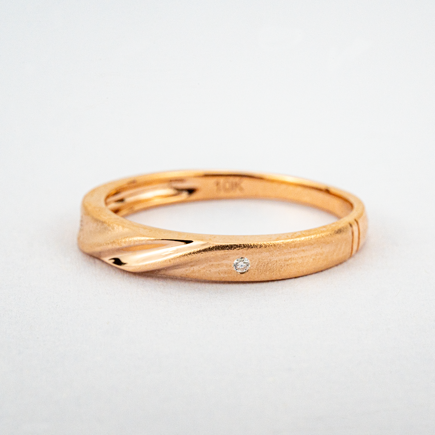 Minimalist Moissanite Rose Gold Engagement Band Diamond Engagement Band