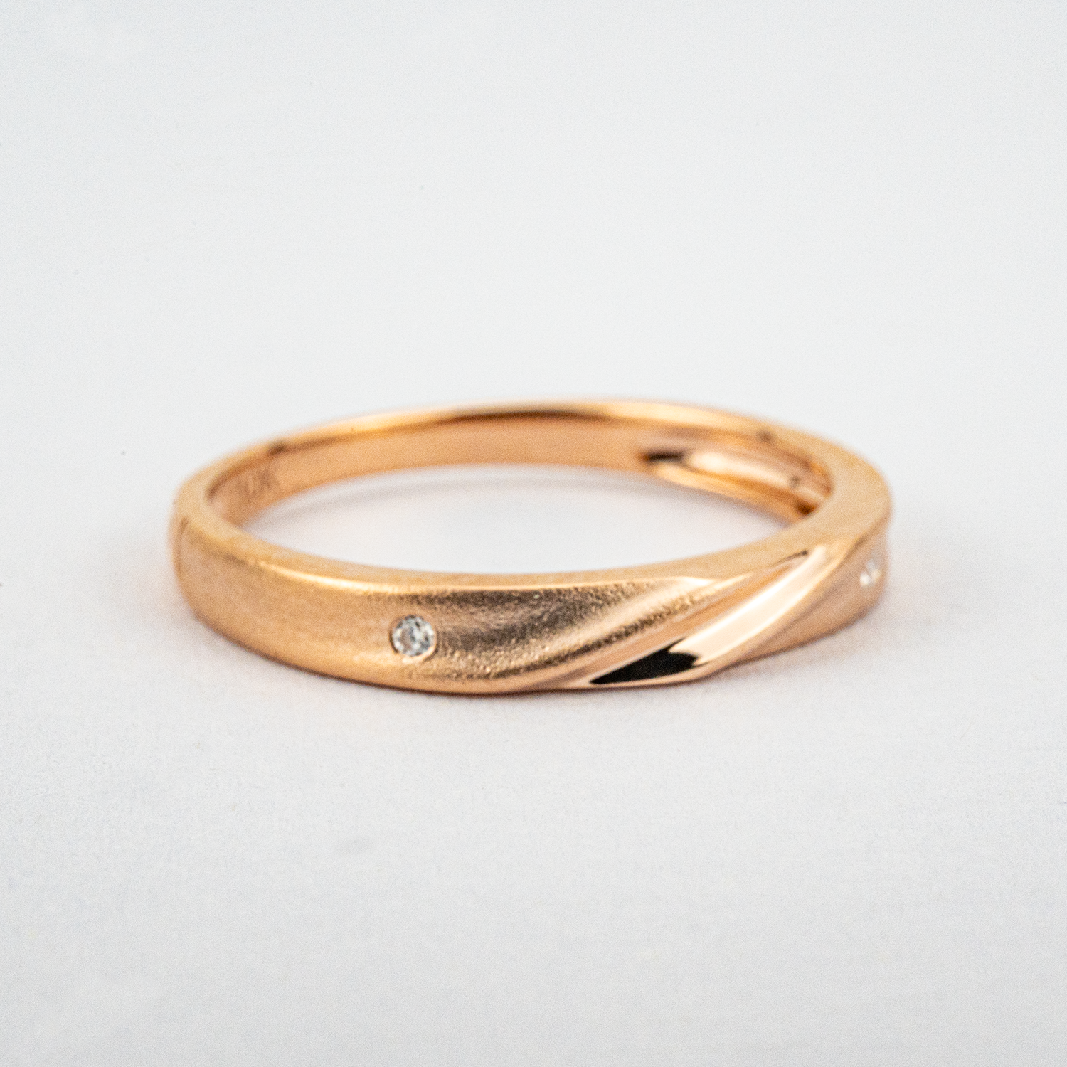 Minimalist Moissanite Rose Gold Engagement Band Diamond Engagement Band