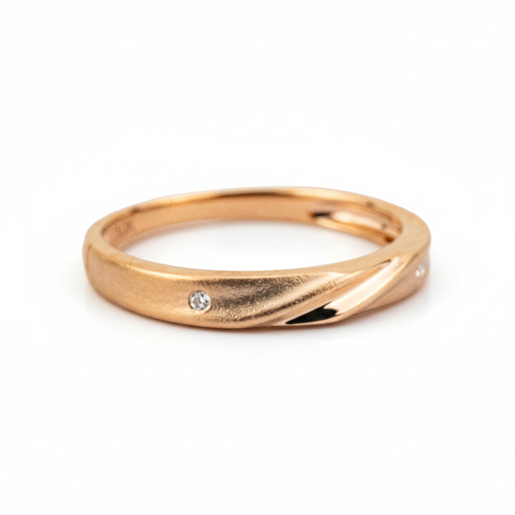 Product view of Moissanite Wedding Band in Rose Gold