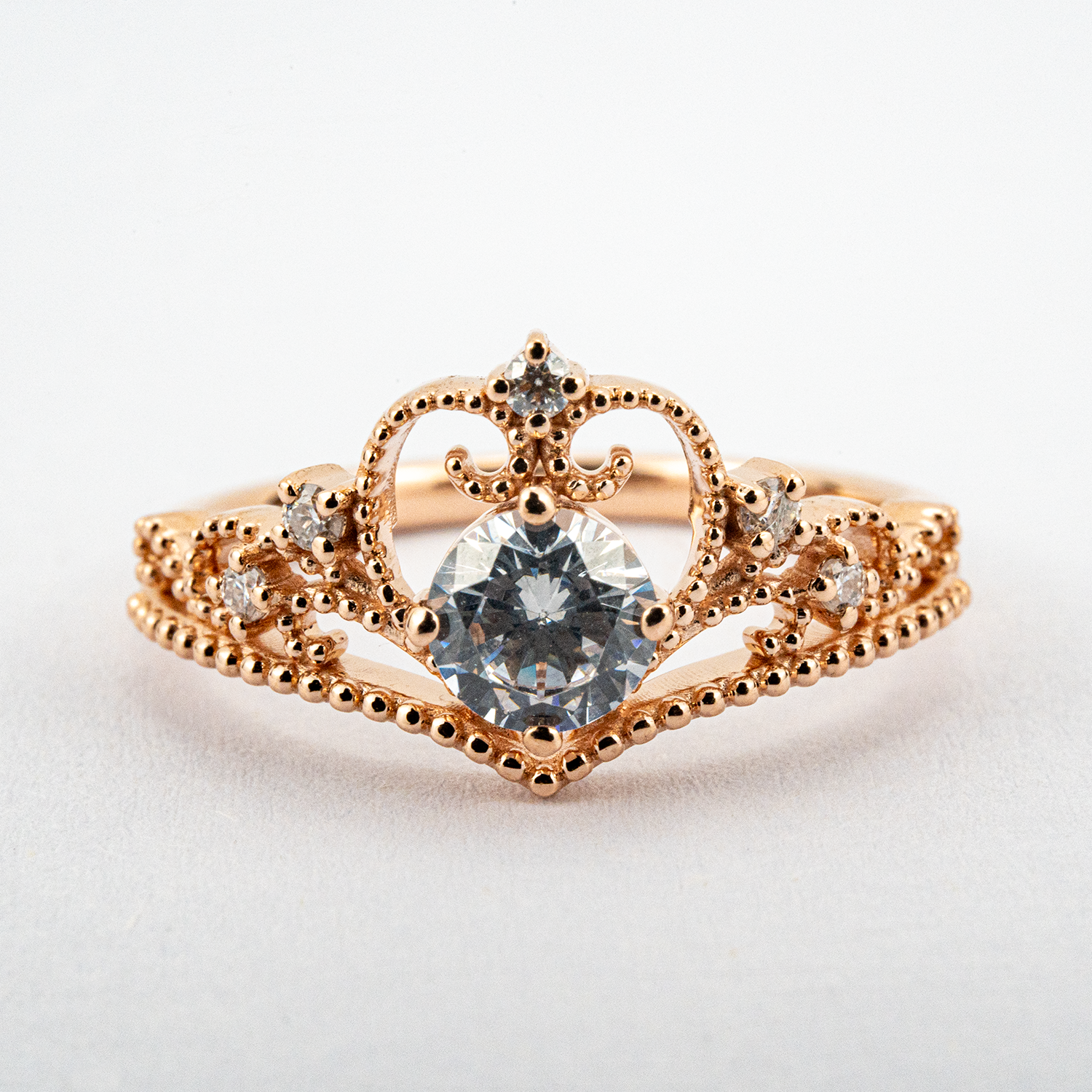 Vintage jewelry Round Cut Moissanite Crown Engagement Ring Art Deco Wedding Ring