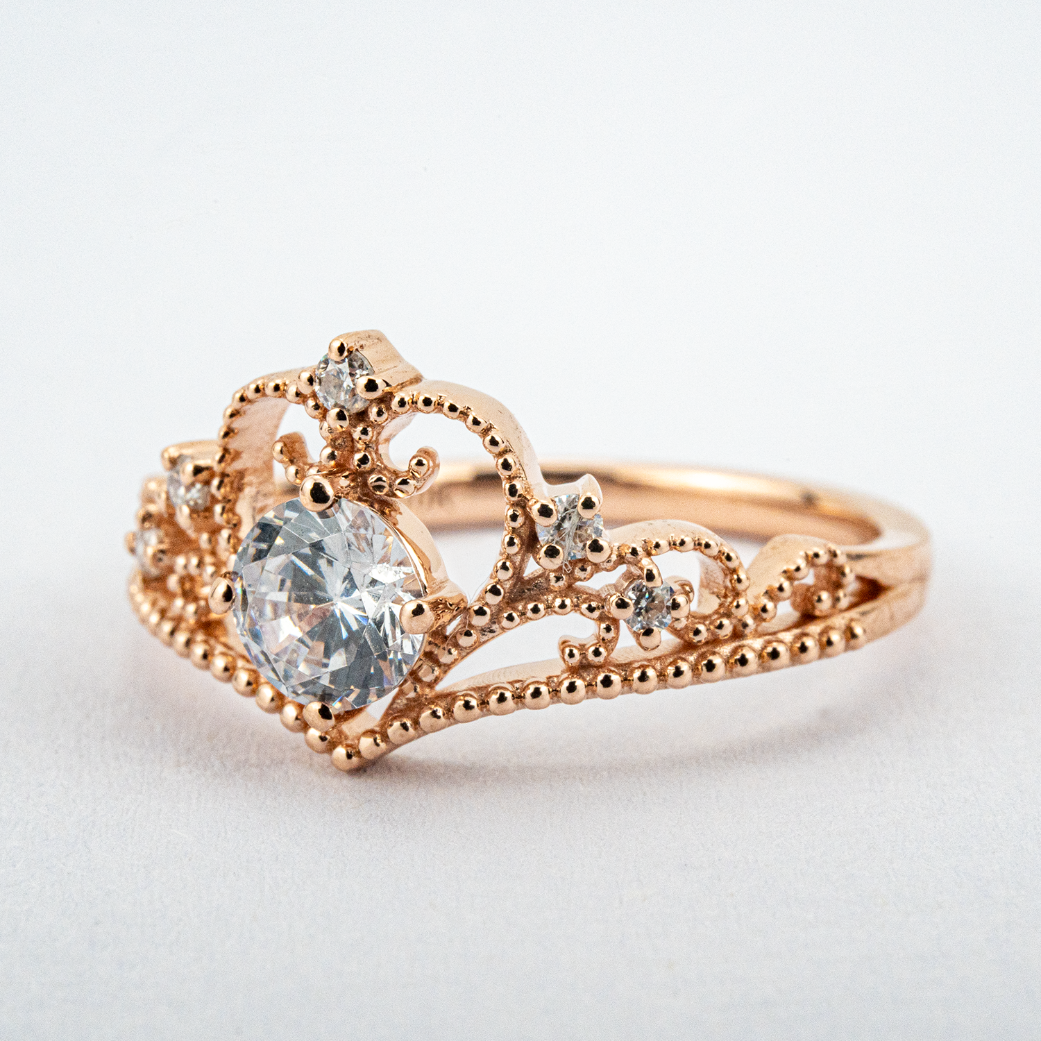 Vintage jewelry Round Cut Moissanite Crown Engagement Ring Art Deco Wedding Ring