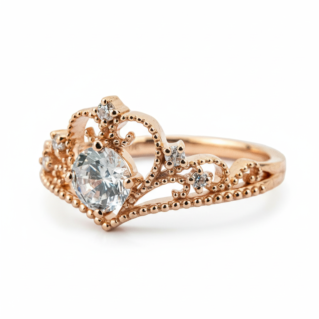 Lifestyle view of Round Moissanite Engagement Ring in Gold