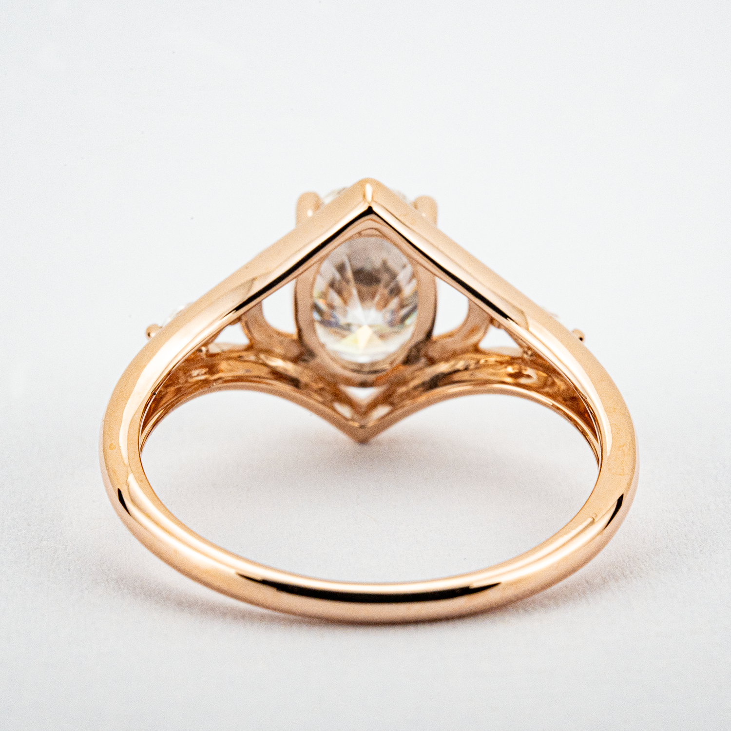 1 Carat Oval Moissanite/Diamond Three Stone Wedding Engagement Ring